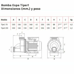 Bomba Espa Tiper Hidromasaje Y Spa -GRE Ventas bomba espa tiper1 dimensiones peso 2 1