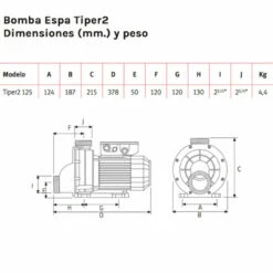 Bomba Espa Tiper Hidromasaje Y Spa -GRE Ventas bomba espa tiper2 dimensiones peso 2 1