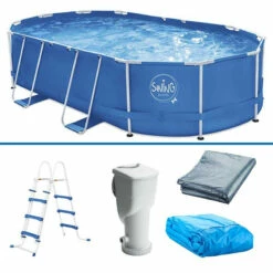 Piscina Ovalada 6,10 X 3,66 X 1,22 Con Depuradora Y Escalera