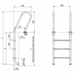Escalera Pasamanos Mixto Astralpool -GRE Ventas escalera pasamanos mixto medidas 1