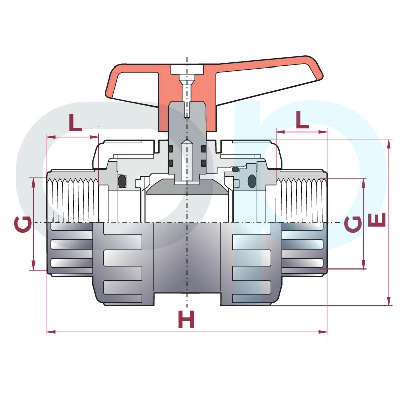 Válvula De Bola Standard PVC Teflón - FPM Roscar 8 Válvula De Bola Standard PVC Teflón - FPM Roscar - Imagen 6