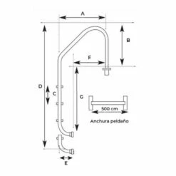 Escalera Pasamanos Estandar Para Piscina PQS 11 Escalera Pasamanos Estandar Para Piscina PQS -GRE Ventas plano dimensiones escalera estandar